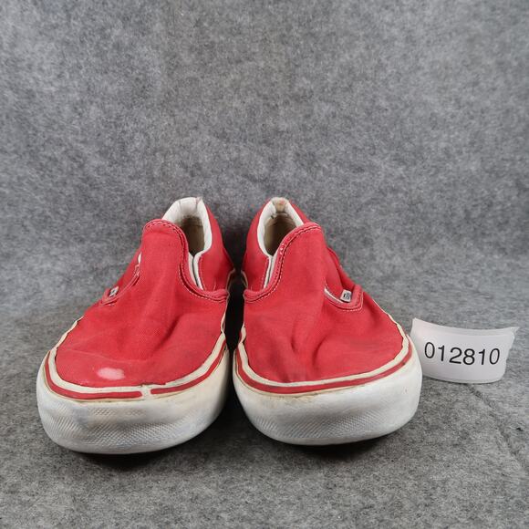 Vans Shoes Womens 8.5 Classic Slip On Sneakers Red Canvas Casual Skate Retro - Picture 2 of 12
